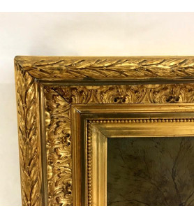 Huile sur toile paysage bord de fleuve vendue par notre petite brocante