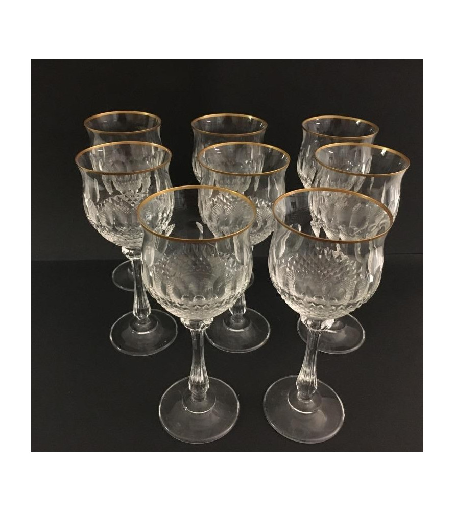 Verres cerclés dorés vendus par notre petite brocante