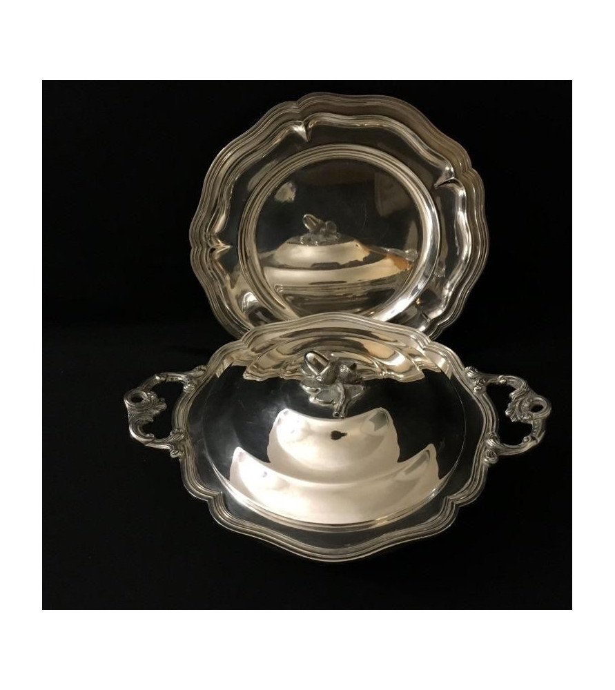 légumier en métal argenté vendu par notre petite brocante