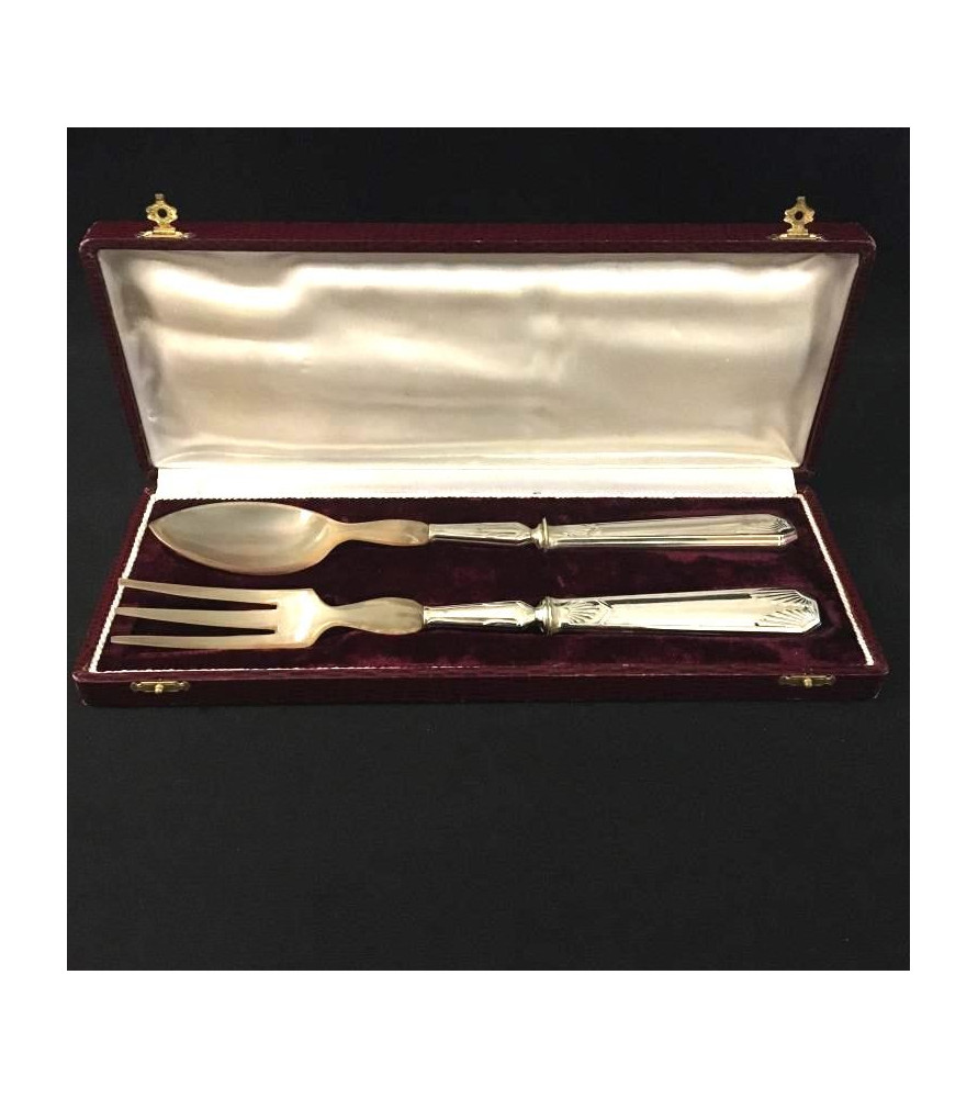 Couverts à salade métal argenté corne vendus par notre petite brocante