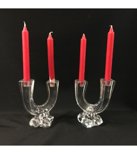 Paire de bougeoirs en cristal Art déco