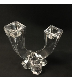 Paire de bougeoirs en cristal Art déco