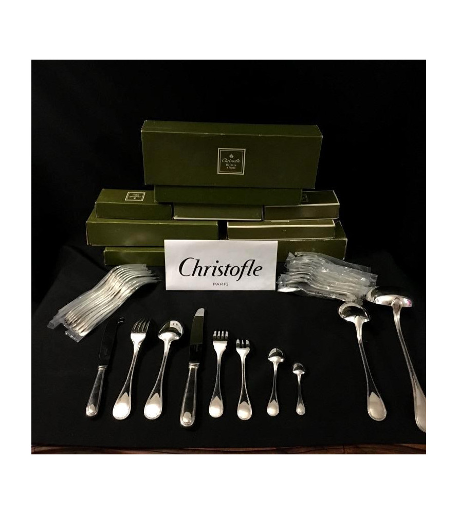 Ménagère en métal argenté "Christofle Perles" Vendue par notre petite brocante