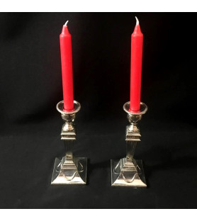 Paire de flambeaux en métal argenté style "Victorien"