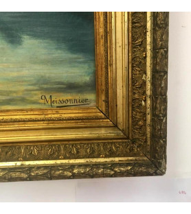 Huile sur toile paysage lacustre vendue par Notre petite brocante