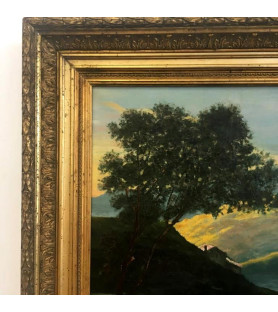 Huile sur toile paysage lacustre vendue par Notre petite brocante