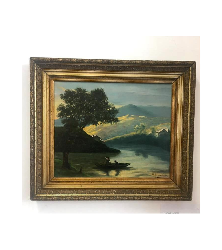 Huile sur toile paysage lacustre vendue par Notre petite brocante