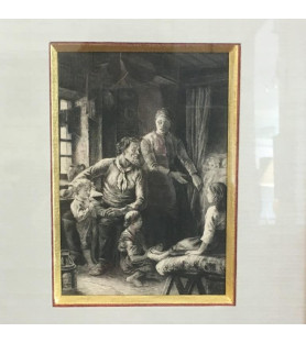 Gravure d'un château en ruine en Allemagne