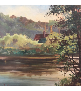 Paysage de rivière : Huile sur toile