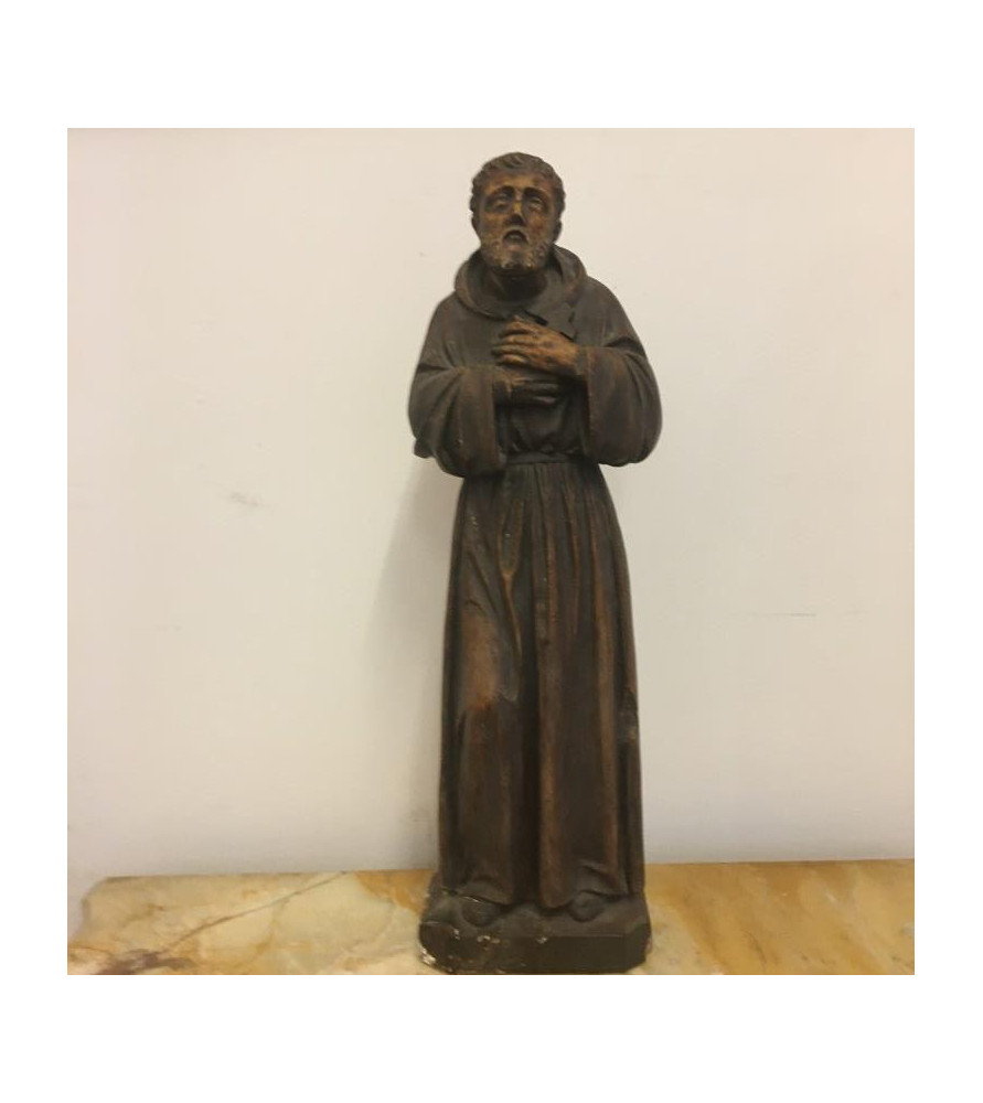 Saint François d'Assise : Buste en Plâtre patiné