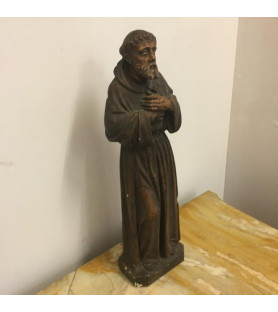 Saint François d'Assise : Buste en Plâtre patiné